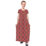 Illustrations Ajrak Abstract Design Pattern Kids  Short Sleeve Maxi Dress