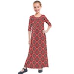 Illustrations Ajrak Abstract Design Pattern Kids  Quarter Sleeve Maxi Dress