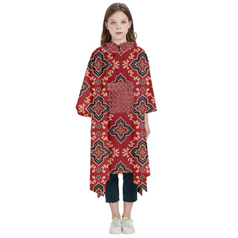 Illustrations Ajrak Abstract Design Pattern Kids  Hooded Rain Ponchos from ArtsNow.com