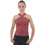 Illustrations Ajrak Abstract Design Pattern Cross Neck Velour Top