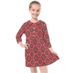 Illustrations Ajrak Abstract Design Pattern Kids  Quarter Sleeve Shirt Dress