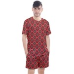 Illustrations Ajrak Abstract Design Pattern Men s Mesh T-Shirt and Shorts Set