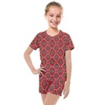 Illustrations Ajrak Abstract Design Pattern Kids  Mesh T-Shirt and Shorts Set