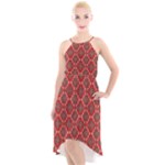 Illustrations Ajrak Abstract Design Pattern High-Low Halter Chiffon Dress 