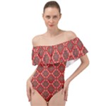 Illustrations Ajrak Abstract Design Pattern Off Shoulder Velour Bodysuit 