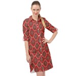 Illustrations Ajrak Abstract Design Pattern Long Sleeve Mini Shirt Dress