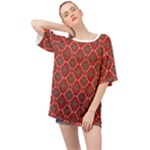 Illustrations Ajrak Abstract Design Pattern Oversized Chiffon Top