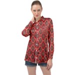 Illustrations Ajrak Abstract Design Pattern Long Sleeve Satin Shirt