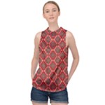 Illustrations Ajrak Abstract Design Pattern High Neck Satin Top