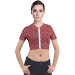 Illustrations Ajrak Abstract Design Pattern Short Sleeve Cropped Jacket