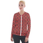 Illustrations Ajrak Abstract Design Pattern Velvet Zip Up Jacket