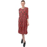 Illustrations Ajrak Abstract Design Pattern Ruffle End Midi Chiffon Dress