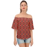 Illustrations Ajrak Abstract Design Pattern Off Shoulder Short Sleeve Top