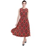 Illustrations Ajrak Abstract Design Pattern Round Neck Boho Dress