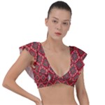 Illustrations Ajrak Abstract Design Pattern Plunge Frill Sleeve Bikini Top