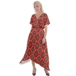 Illustrations Ajrak Abstract Design Pattern Cross Front Sharkbite Hem Maxi Dress