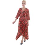 Illustrations Ajrak Abstract Design Pattern Quarter Sleeve Wrap Front Maxi Dress