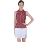 Illustrations Ajrak Abstract Design Pattern Women s Sleeveless Polo T-Shirt