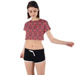 Illustrations Ajrak Abstract Design Pattern Tie Back Short Sleeve Crop T-Shirt