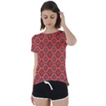 Illustrations Ajrak Abstract Design Pattern Short Sleeve Open Back T-Shirt