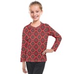 Illustrations Ajrak Abstract Design Pattern Kids  Long Mesh T-Shirt