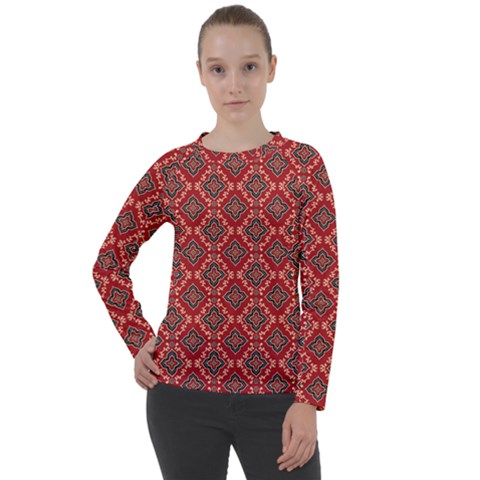 Illustrations Ajrak Abstract Design Pattern Women s Long Sleeve Raglan T