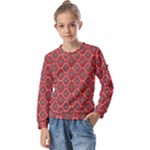 Illustrations Ajrak Abstract Design Pattern Kids  Long Sleeve T-Shirt with Frill 