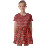 Illustrations Ajrak Abstract Design Pattern Kids  Short Sleeve Pinafore Style Dress