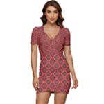 Illustrations Ajrak Abstract Design Pattern Low Cut Cap Sleeve Mini Dress