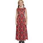 Illustrations Ajrak Abstract Design Pattern Kids  Satin Sleeveless Maxi Dress