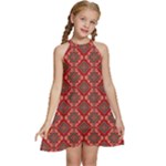 Illustrations Ajrak Abstract Design Pattern Kids  Halter Collar Waist Tie Chiffon Dress