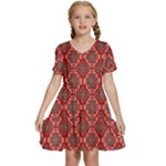 Illustrations Ajrak Abstract Design Pattern Kids  Short Sleeve Tiered Mini Dress