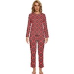 Illustrations Ajrak Abstract Design Pattern Womens  Long Sleeve Lightweight Pajamas Set