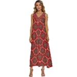 Illustrations Ajrak Abstract Design Pattern V-Neck Sleeveless Wide Leg Pants Overalls