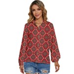 Illustrations Ajrak Abstract Design Pattern Women s Long Sleeve Button Up Shirt