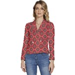 Illustrations Ajrak Abstract Design Pattern Women s Long Sleeve Revers Collar Cropped Jacket