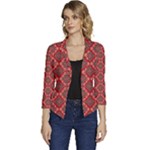 Illustrations Ajrak Abstract Design Pattern Women s Casual 3/4 Sleeve Spring Jacket