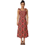 Illustrations Ajrak Abstract Design Pattern Tie-Strap Tiered Midi Chiffon Dress