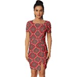 Illustrations Ajrak Abstract Design Pattern Fitted Knot Split End Bodycon Dress