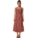 Illustrations Ajrak Abstract Design Pattern Square Neckline Tiered Midi Dress