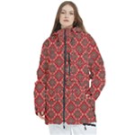 Illustrations Ajrak Abstract Design Pattern Women s Multi Pockets Zip Ski and Snowboard Waterproof Breathable Jacket