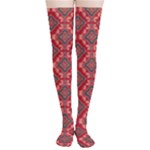 Illustrations Ajrak Abstract Design Pattern Thigh High Stockings