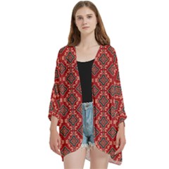 Open Front 3/4 Sleeve Batwing Chiffon Cardigan Kimono 