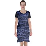 Aliens Entrails – Dark Blue Print Pattern Design Short Sleeve Nightdress