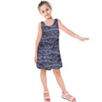 Aliens Entrails – Dark Blue Print Pattern Design Kids  Sleeveless Dress