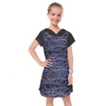 Aliens Entrails – Dark Blue Print Pattern Design Kids  Drop Waist Dress