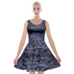 Aliens Entrails – Dark Blue Print Pattern Design Velvet Skater Dress