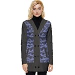 Aliens Entrails – Dark Blue Print Pattern Design Button Up Hooded Coat 