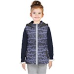 Aliens Entrails – Dark Blue Print Pattern Design Kids  Hooded Puffer Vest