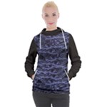 Aliens Entrails – Dark Blue Print Pattern Design Women s Hooded Pullover